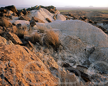 Sunset over a ridge of clay and sandstone